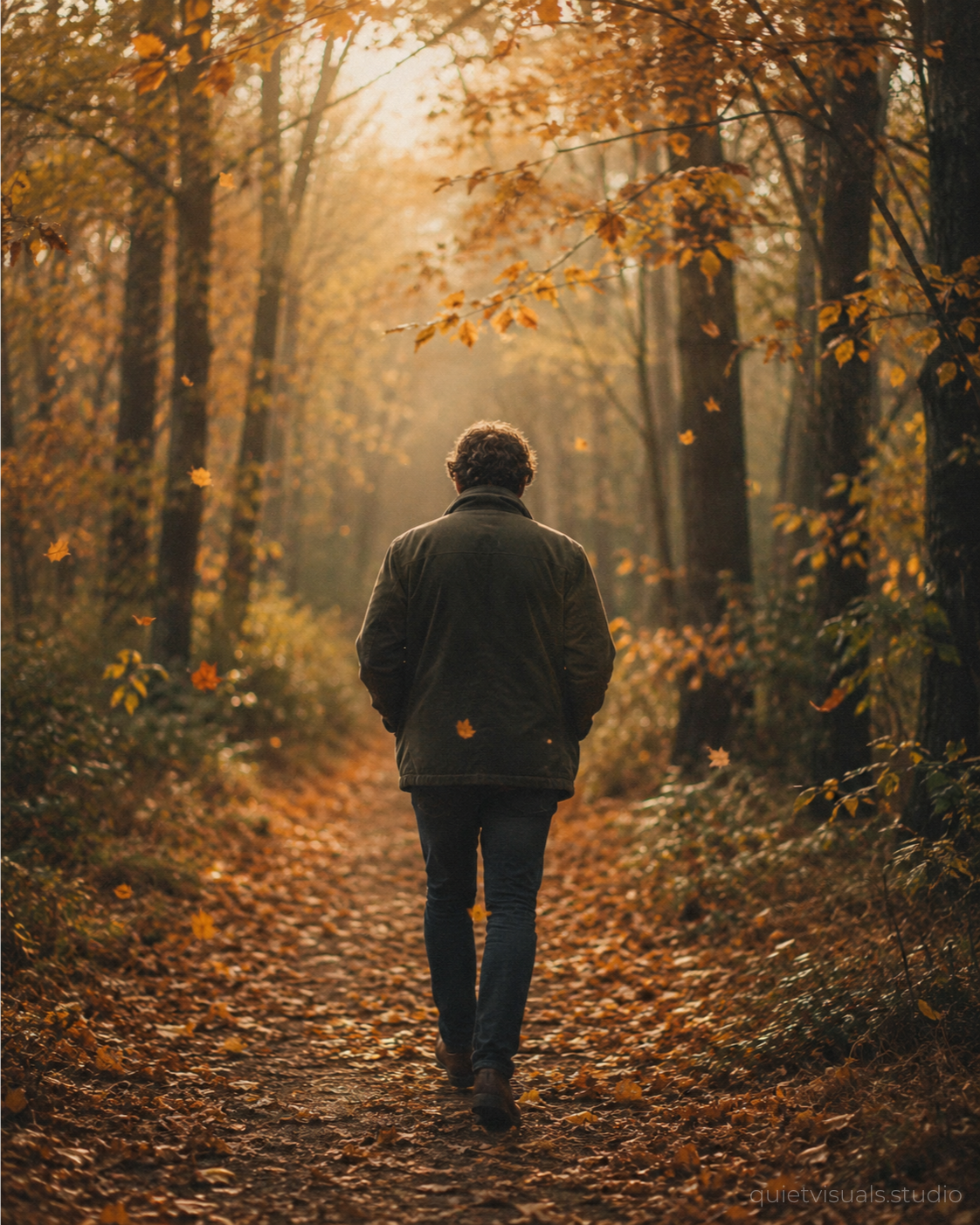 Herbstspaziergang auf Waldweg