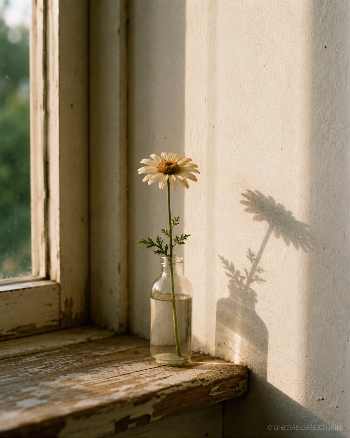 Einzelne Blume in Glasflasche